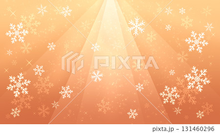 雪の結晶のきらきら背景　クリスマス　冬　光の筋　金色 131460296