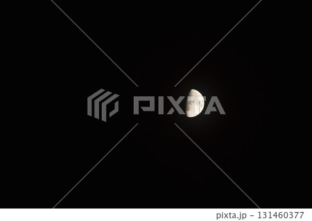 half moon shining floating on sky in night half moon shining floating on sky in night 131460377