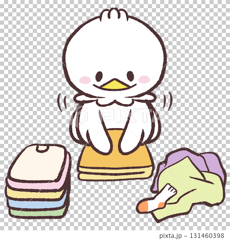 服をたたむ白い鳥のイラスト 131460398