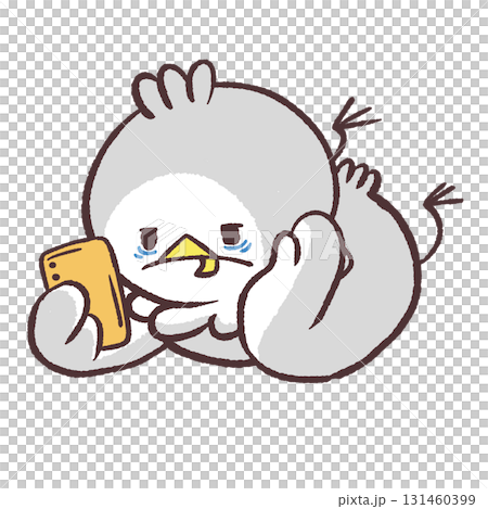 スマホ中毒の白い鳥のイラスト 131460399