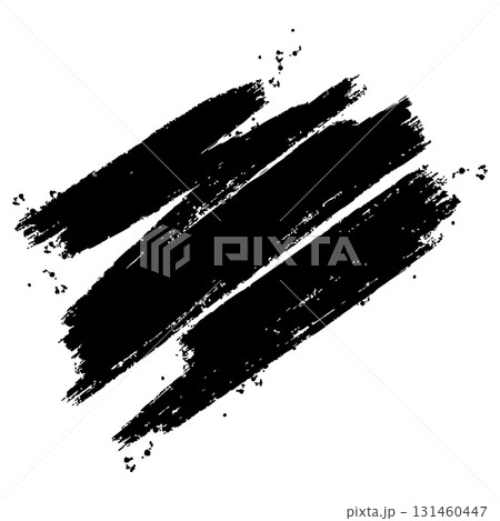 Abstract black ink brush strokes on white background. Grunge paint texture with splatter effects, perfect for artistic backgrounds, banners, posters, and digital designs. 131460447