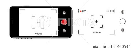 Mobile phone Viewfinder with record frame camera. Video recording screen. App for record from mobile cam. Vector 131460544