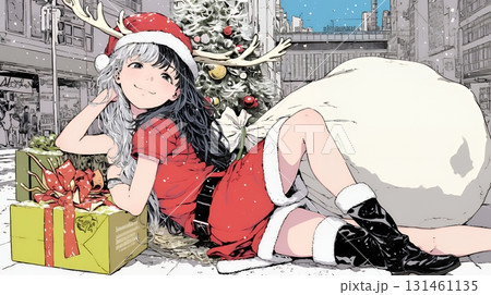 女性のサンタクロース（サンタのコスプレイヤー）