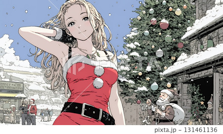 女性のサンタクロース（サンタのコスプレイヤー） 131461136