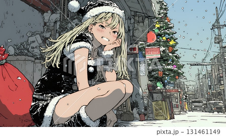 女性のサンタクロース（サンタのコスプレイヤー）