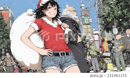 女性のサンタクロース（サンタのコスプレイヤー）