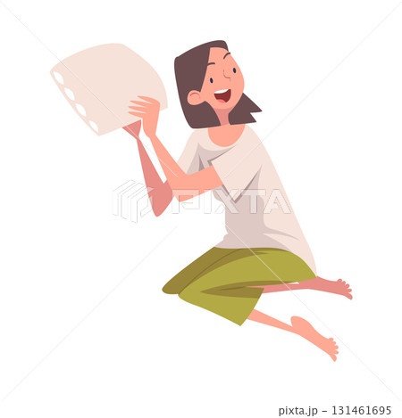 Pajama Party with Woman Character Pillow Fight Vector Illustration Pajama Party with Woman Character Pillow Fight Vector Illustration 131461695