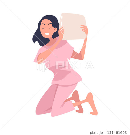 Pajama Party with Woman Character Pillow Fight Vector Illustration Pajama Party with Woman Character Pillow Fight Vector Illustration 131461698