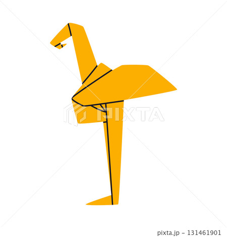 Origami Paper Folding Yellow Bird Shape Vector Illustration 131461901