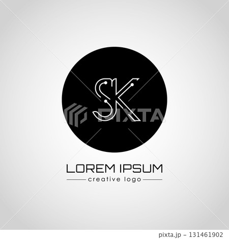 The creative logo is the letter S and K. A design element of a logo, business card, corporate sign or monogram. The idea of a thematic design 131461902