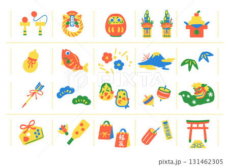 日本の正月アイテムセット 131462305