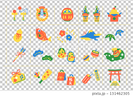 日本の正月アイテムセット 131462305