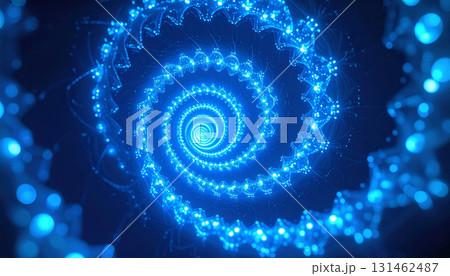 光の粒で構成された美しい青の螺旋構造 131462487
