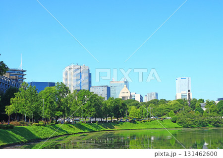 東京都千代田区永田町、皇居外苑から見た国会議事堂の風景 東京都千代田区永田町、皇居外苑から見た国会議事堂の風景 131462600