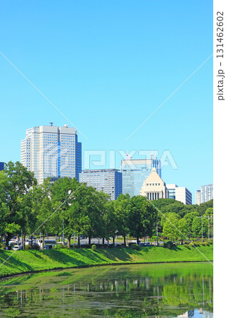 東京都千代田区永田町、皇居外苑から見た国会議事堂の風景 131462602