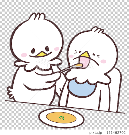 食事介助する白い鳥のイラスト 131462702