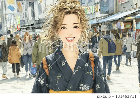 美優シリーズ：浴衣を着た若い女性のファッションポートレート 131462711