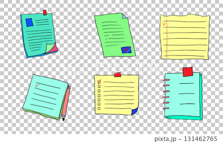 一套用於商業和教育的文具，在筆記本、文件等上貼有便籤，以強調它們的重要性。 131462765