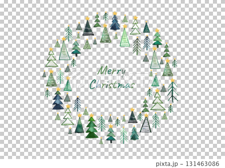 Wreath-style nature illustration background drawn with fir trees Wreath-style nature illustration background drawn with fir trees 131463086