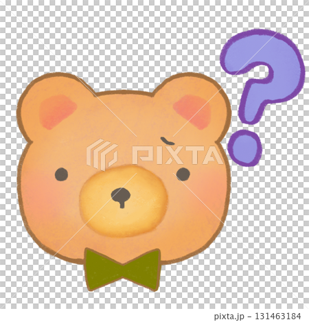 Illustration of a bear holding up a question mark 131463184