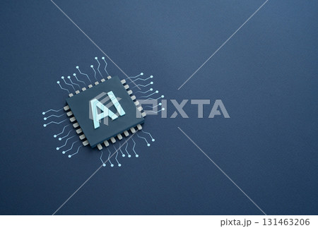 Chip with artificial intelligence. Symbol of future technology, robotics, machine learning, digital economy, global innovation, computing, startups, cybersecurity, and economic competition. 131463206