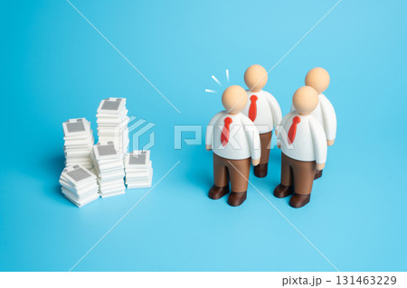 Office staff and lots of paperwork. High bureaucracy and workload. Concept of inefficiency, time pressure, administration, compliance, and corporate productivity challenges. Office staff and lots of paperwork. High bureaucracy and workload. Concept of inefficiency, time pressure, administration, compliance, and corporate productivity challenges. 131463229