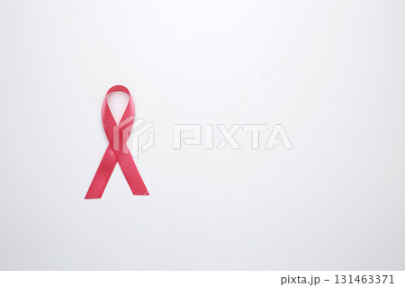 Pink ribbon symbolizing breast cancer awareness and prevention 131463371