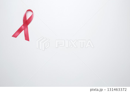 Pink ribbon symbolizing breast cancer awareness and prevention 131463372