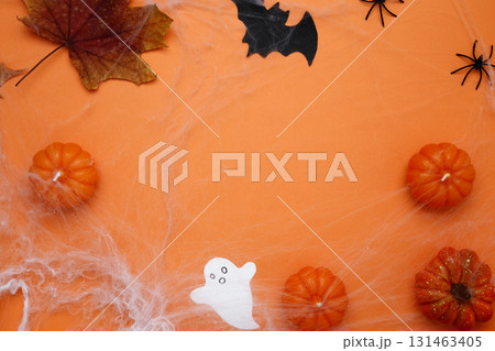 Halloween decoration pumpkins bats ghosts spooky festive atmosphere Halloween decoration pumpkins bats ghosts spooky festive atmosphere 131463405