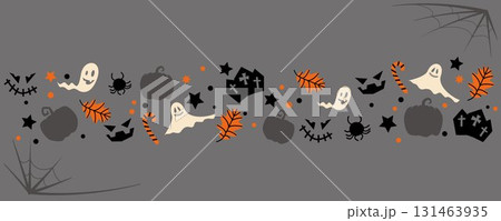 ハロウィンデコレーションイラスト、かわいいハロウィンバナー 131463935