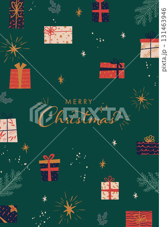 クリスマスのかわいいプレゼントボックスの柄の背景素材。パターン。 クリスマスのかわいいプレゼントボックスの柄の背景素材。パターン。 131463946