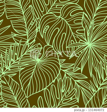 Pattern with linear palm leaves. Decorative image of tropical foliage and plants. Pattern with linear palm leaves. Decorative image of tropical foliage and plants. 131464072