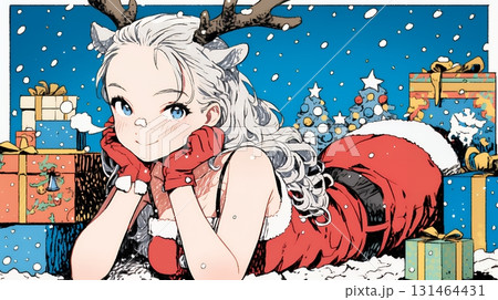 女性のサンタクロース（サンタのコスプレイヤー）