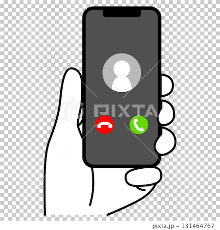 着信中のスマートフォンを持つ手 131464767