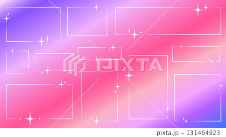 Set of white square and rectangular frames with glitter on gradient background 131464923