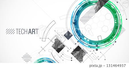 Abstract background. Scientific and technological concept with the use of technical elements formed in the shape of a circle. Vector Abstract background. Scientific and technological concept with the use of technical elements formed in the shape of a circle. Vector 131464937