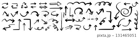 ベクターのペンの手書きの矢印セット 白黒 ベクターのペンの手書きの矢印セット 白黒 131465051