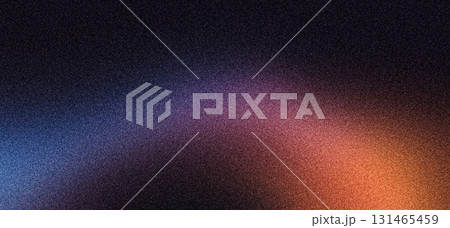 Grainy background, blue red orange gradient shape on black noise texture backdrop abstract banner poster cover header design 131465459