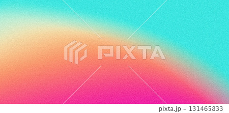 Vibrant summer poster design, orange teal turquoise pink abstract grainy gradient background with noise texture effect 131465833