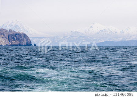 coast of Pacific ocean in Avacha bay on spring day 131466089