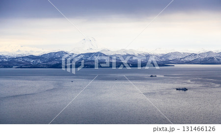 panoramic view of Avacha Bay in evening twilight 131466126