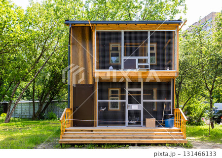 new wooden modern dovecote in city park in summer new wooden modern dovecote in city park in summer 131466133