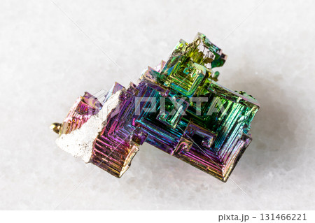 sample of raw grown bismuth crystals on white sample of raw grown bismuth crystals on white 131466221