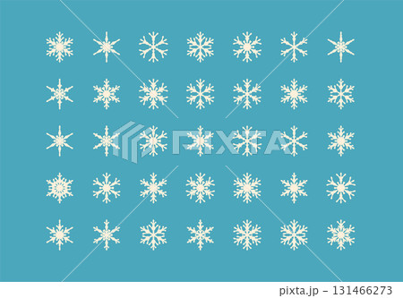 Set of cute snowflake icons on isolated background New Year ornament Symbols for mobile apps and website design. Flat snowflake icons, silhouette. 131466273