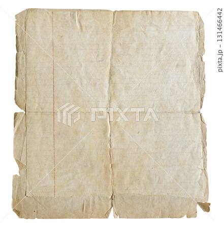 unfolded blank sheet of old lined paper isolated 131466442