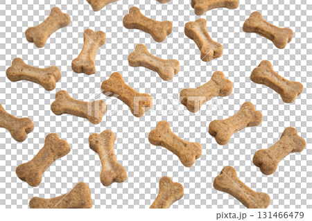 Dog bone cookies with textured details, pet food isolated on transparent png for packaging design, healthy pet snack, simple pet reward or training treat Dog bone cookies with textured details, pet food isolated on transparent png for packaging design, healthy pet snack, simple pet reward or training treat 131466479