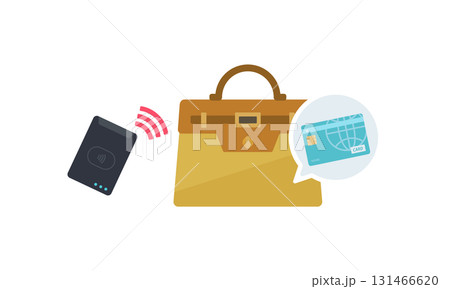 かばんの中のクレカをスキミングするイラスト かばんの中のクレカをスキミングするイラスト 131466620
