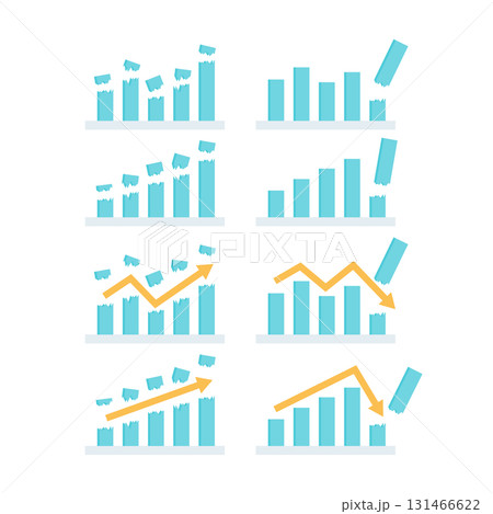折れる棒グラフのセット 折れる棒グラフのセット 131466622