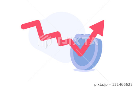 下落からリカバリーする矢印と盾 131466625