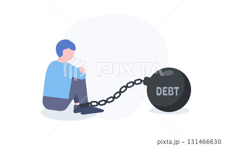 借金が足枷で座り込む男性 131466630